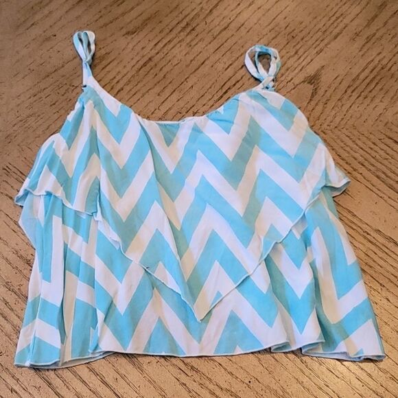 Blue and white crop top open back size small. - Picture 1 of 4